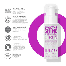 ELEVEN AUSTRALIA bottle size scale next to a hand showing travel-friendly 2 fl oz