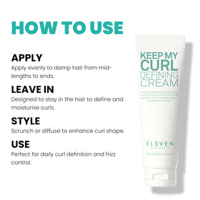 ELEVEN AUSTRALIA before and after curly hair comparison showing reduced frizz