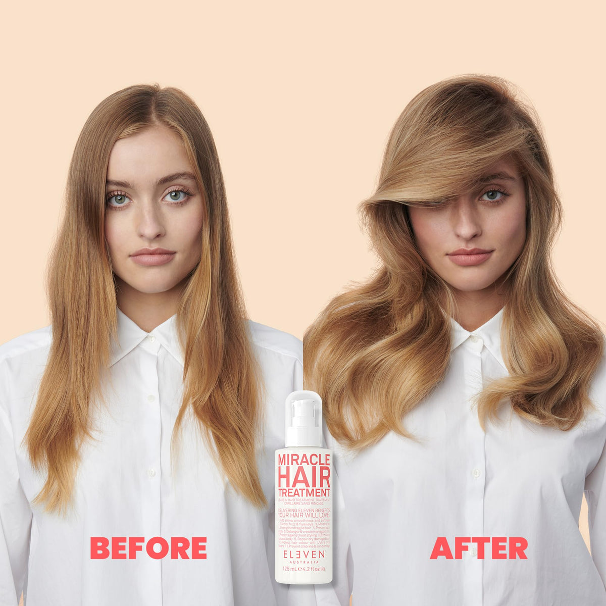 ELEVEN AUSTRALIA spray being applied to hair for effortless detangling benefit