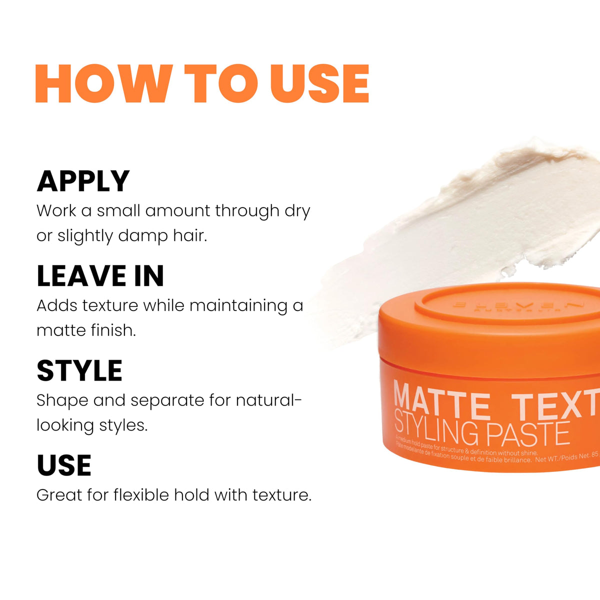 ELEVEN AUSTRALIA paste being applied to short hair for natural texture and flexible hold