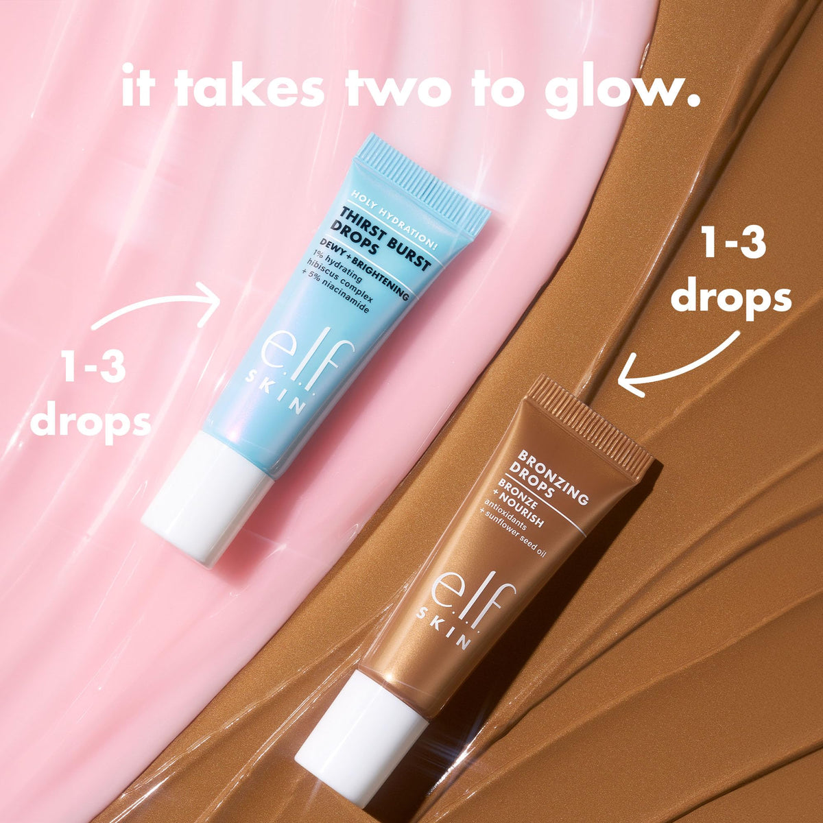 e.l.f. Bronzing Drops amber serum close-up showing nourishing glow