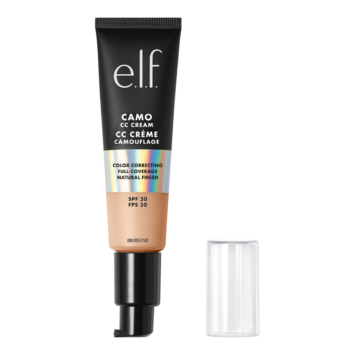 e.l.f. front packaging view showing sleek bottle and SPF benefit