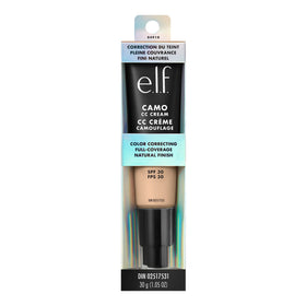 e.l.f. Camo CC Cream label and ingredient list close-up showing SPF and actives benefit