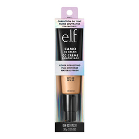 packaging label of e.l.f. Camo CC Cream emphasizing SPF 30 protection