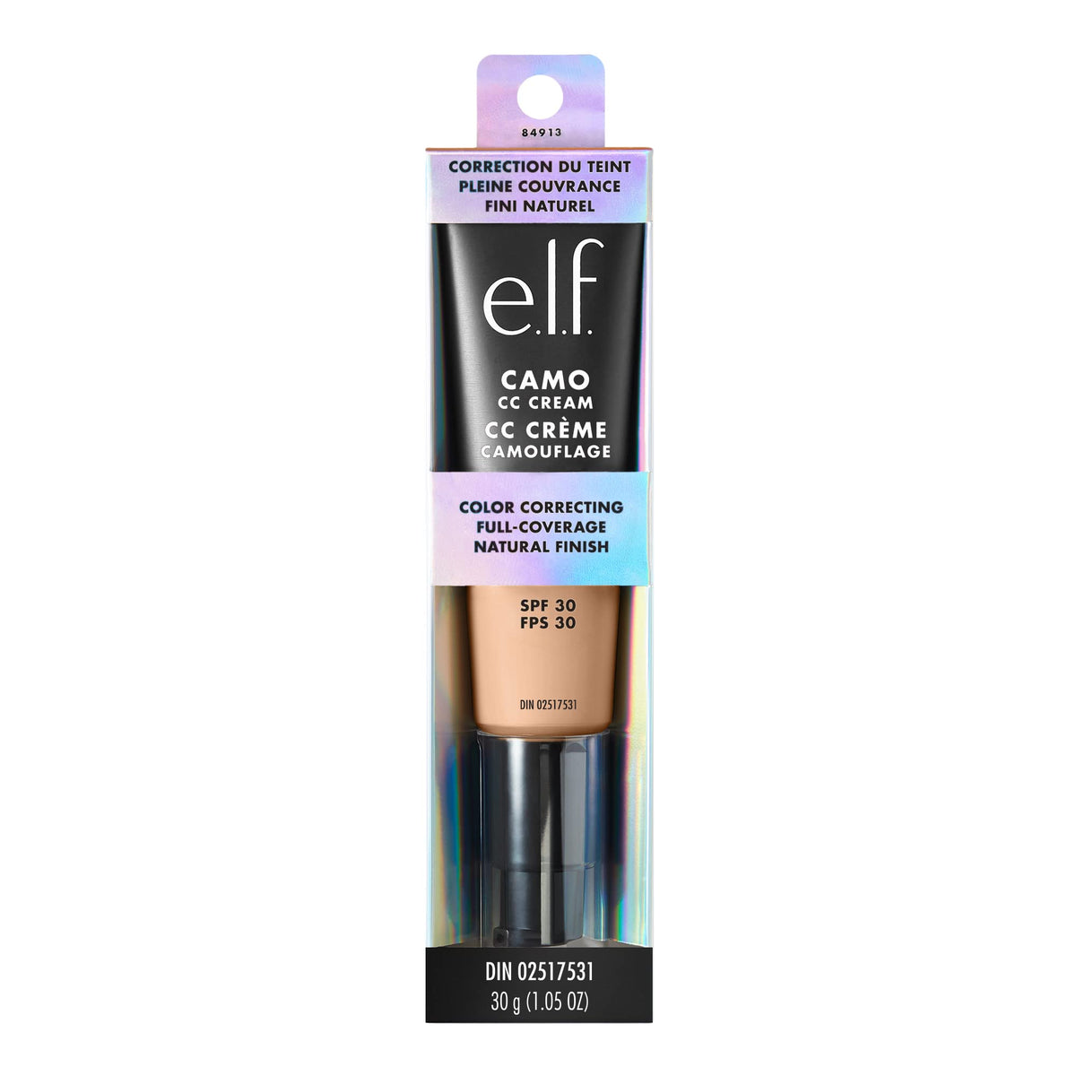 e.l.f. label detail showing Light 210 N shade and SPF 30 protection