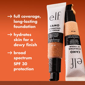 e.l.f. product applied with makeup sponge illustrating smooth application and full coverage