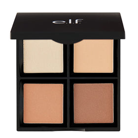 e.l.f. contour palette front view with four shades and compact mirror benefits portable sculpting