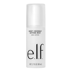 e.l.f. dewy coconut fine mist spray dispersing evenly to set makeup