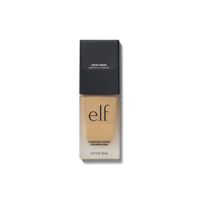 e.l.f. brush applying foundation demonstrating smooth, buildable coverage