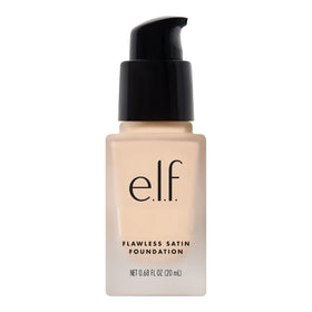 e.l.f. foundation front packaging showing shade Snow and compact size for travel