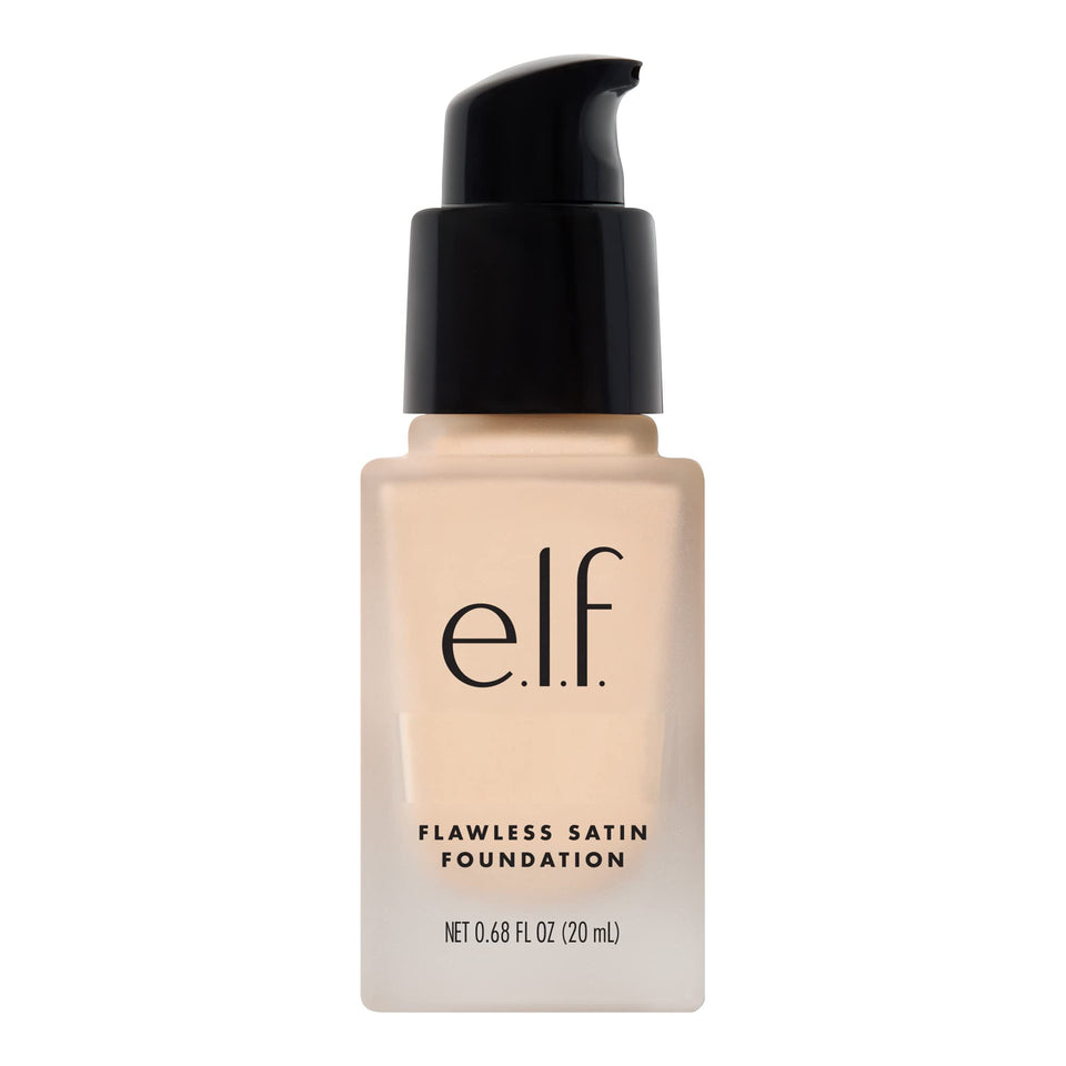 e.l.f. foundation front packaging showing shade Snow and compact size for travel
