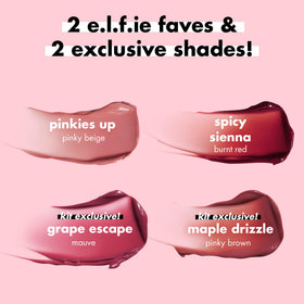 e.l.f. four shade swatches on forearm showing buildable color payoff