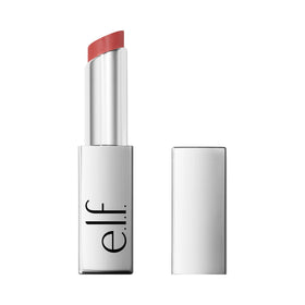 e.l.f. front view of Slipstick Rose Latte showing sleek packaging and shade benefit