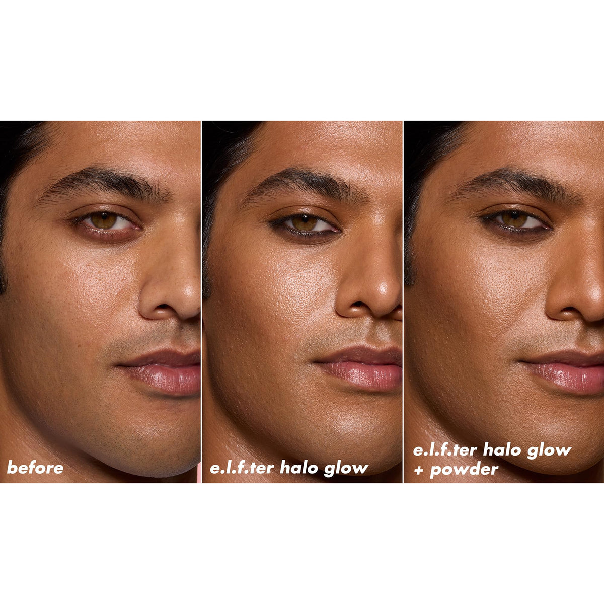 e.l.f. halo glow applying with brush to set makeup and reduce shine