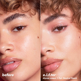 e.l.f. halo glow before and after cheek demonstrating pore-blurring benefit