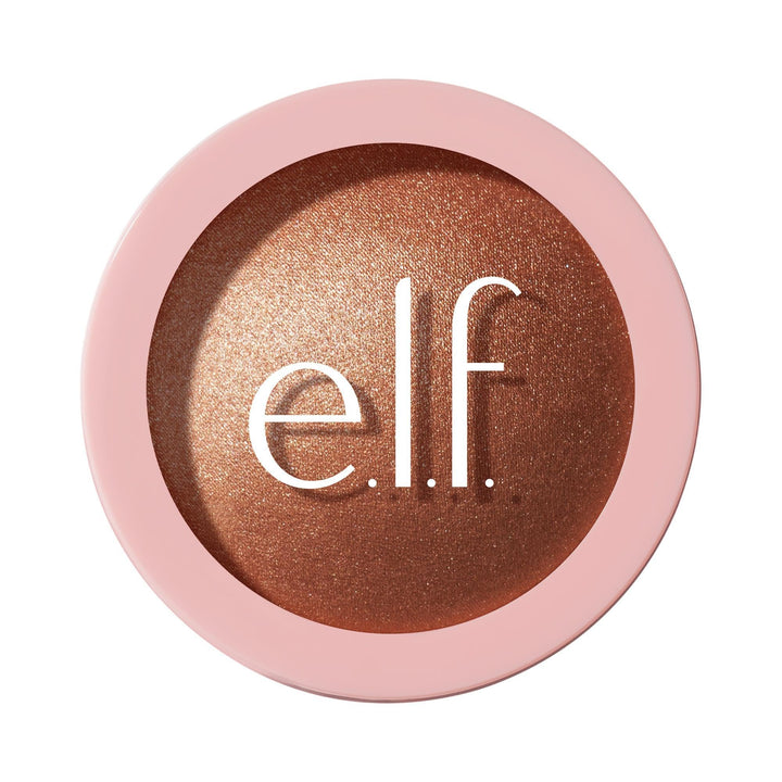 e.l.f. compact front packaging showing sleek design and glow