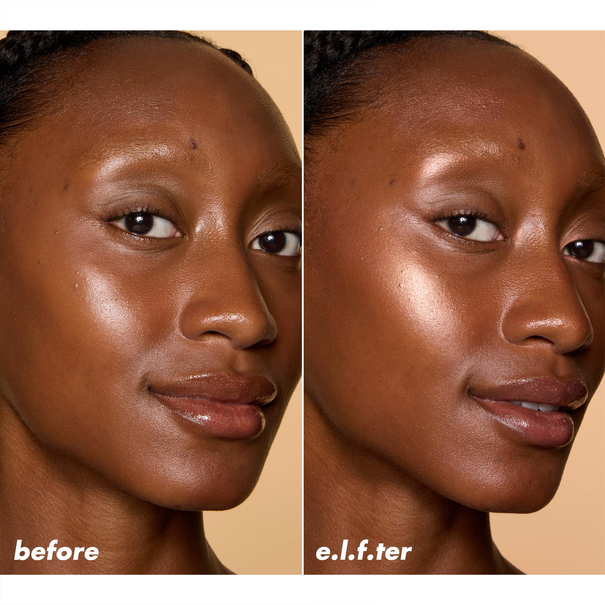 e.l.f. layered with Halo Glow Beauty Wand for amplified radiance