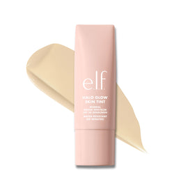 e.l.f. Halo Glow front packaging showing compact bottle and label benefit