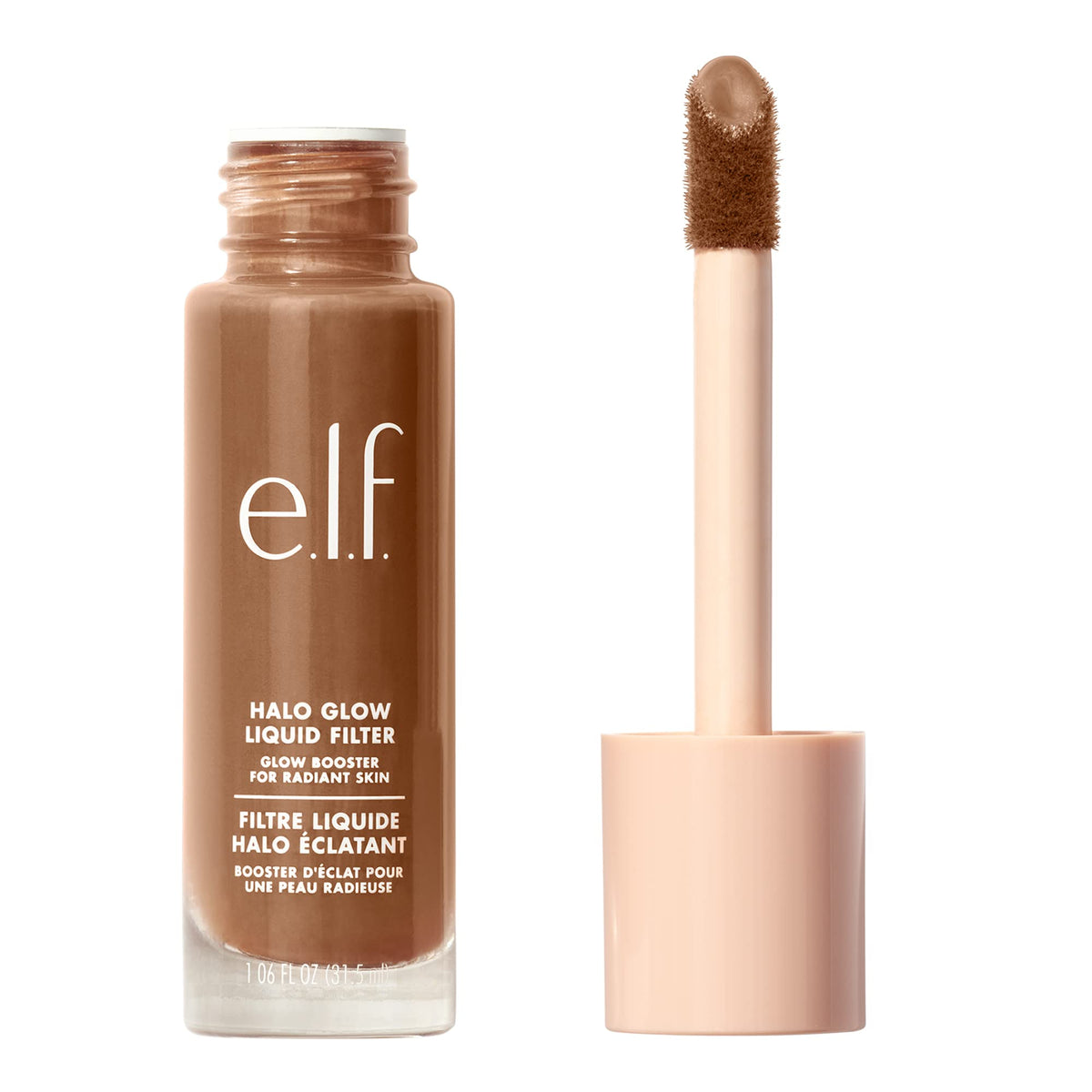 e.l.f. front packaging showing the Halo Glow bottle and shade label for instant glow