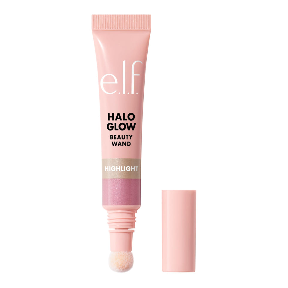 e.l.f. Halo Glow front packaging showing wand and shade, convenient travel-ready glow
