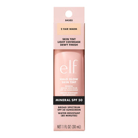 e.l.f. Halo Glow ingredient label close-up showing zinc oxide and niacinamide