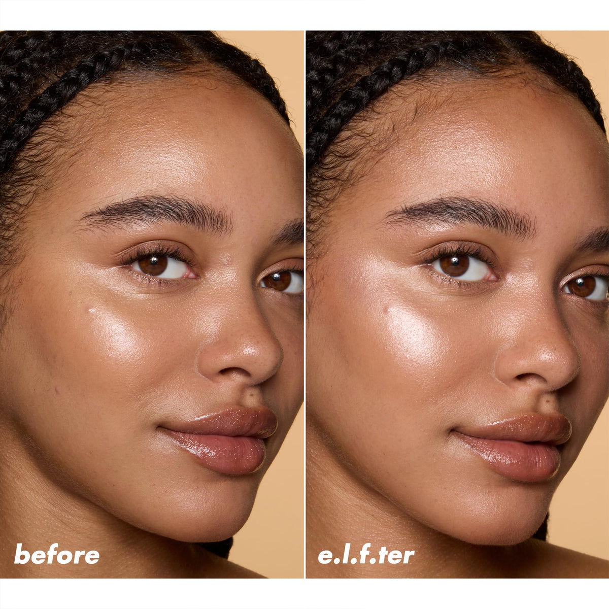 e.l.f. Halo Glow layered with Halo Glow Beauty Wand for amplified radiance