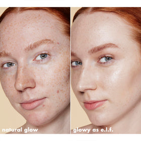 e.l.f. bottle on vanity in natural light suggesting everyday radiance