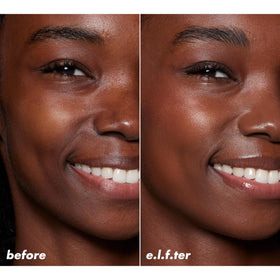e.l.f. Halo Glow Shade 14 applied on deep warm skin for natural glow