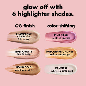 e.l.f. six shade lineup displaying color options for personalized glow