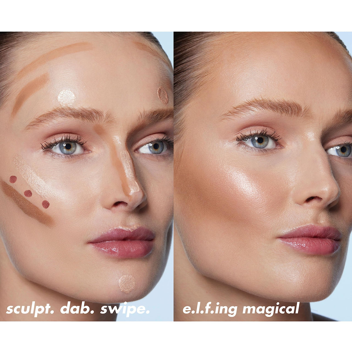 e.l.f. five shade swatches on forearm, pick the right depth quickly