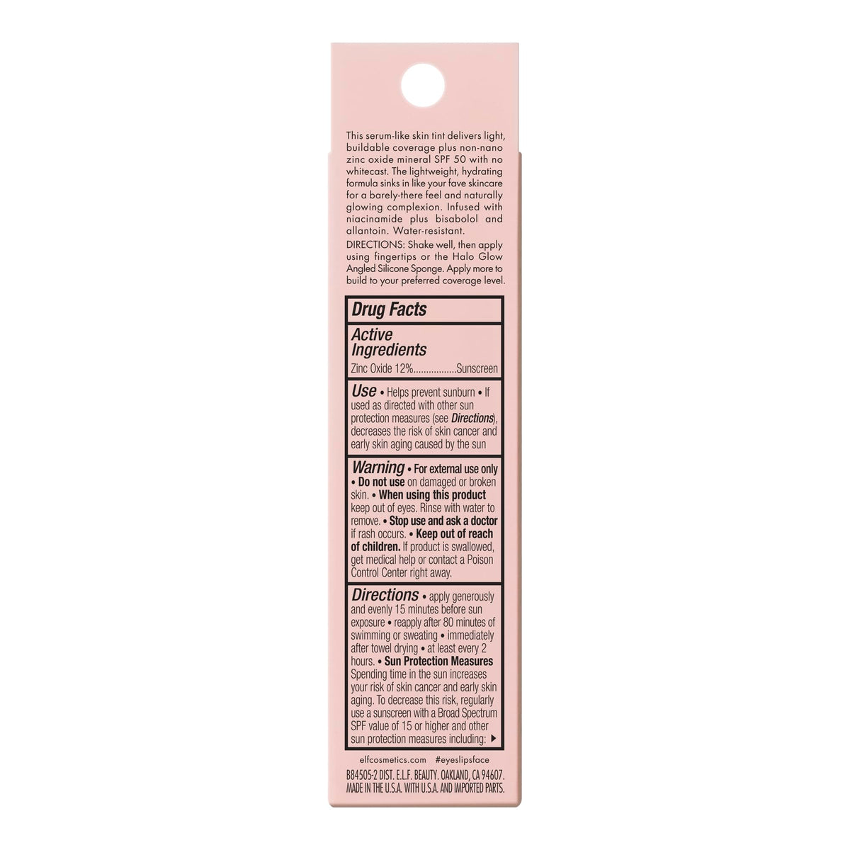 e.l.f. Halo Glow water resistance demo with splashes showing 80 minute protection