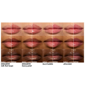 e.l.f. Heavy Petal gloss reflecting light to show sheer shimmer and hydrated look