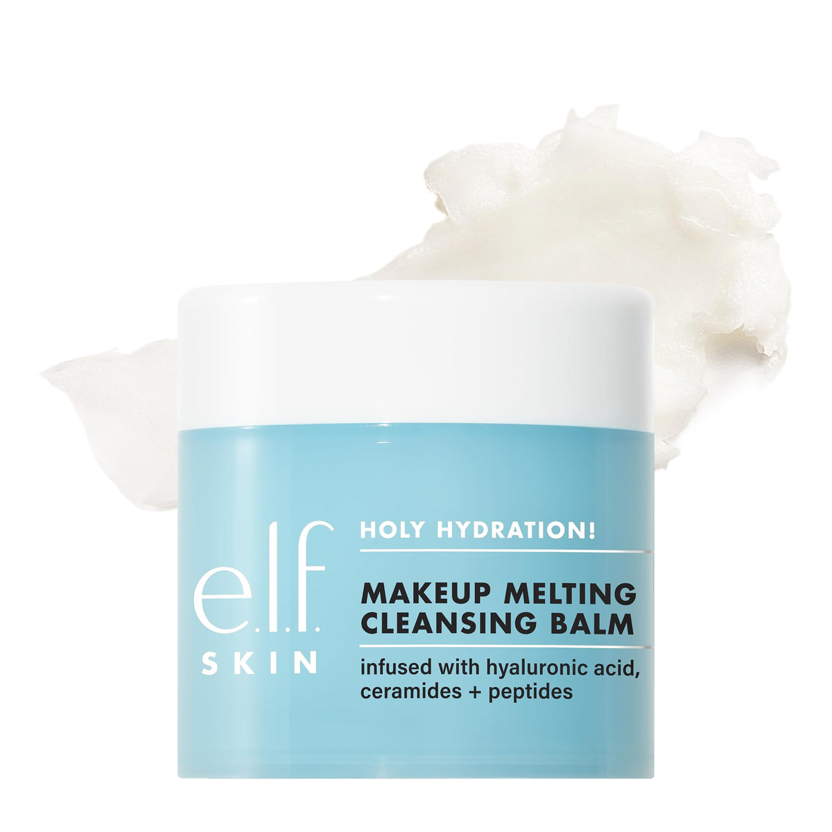e.l.f. Holy Hydration cleansing balm front packaging showing product and benefits