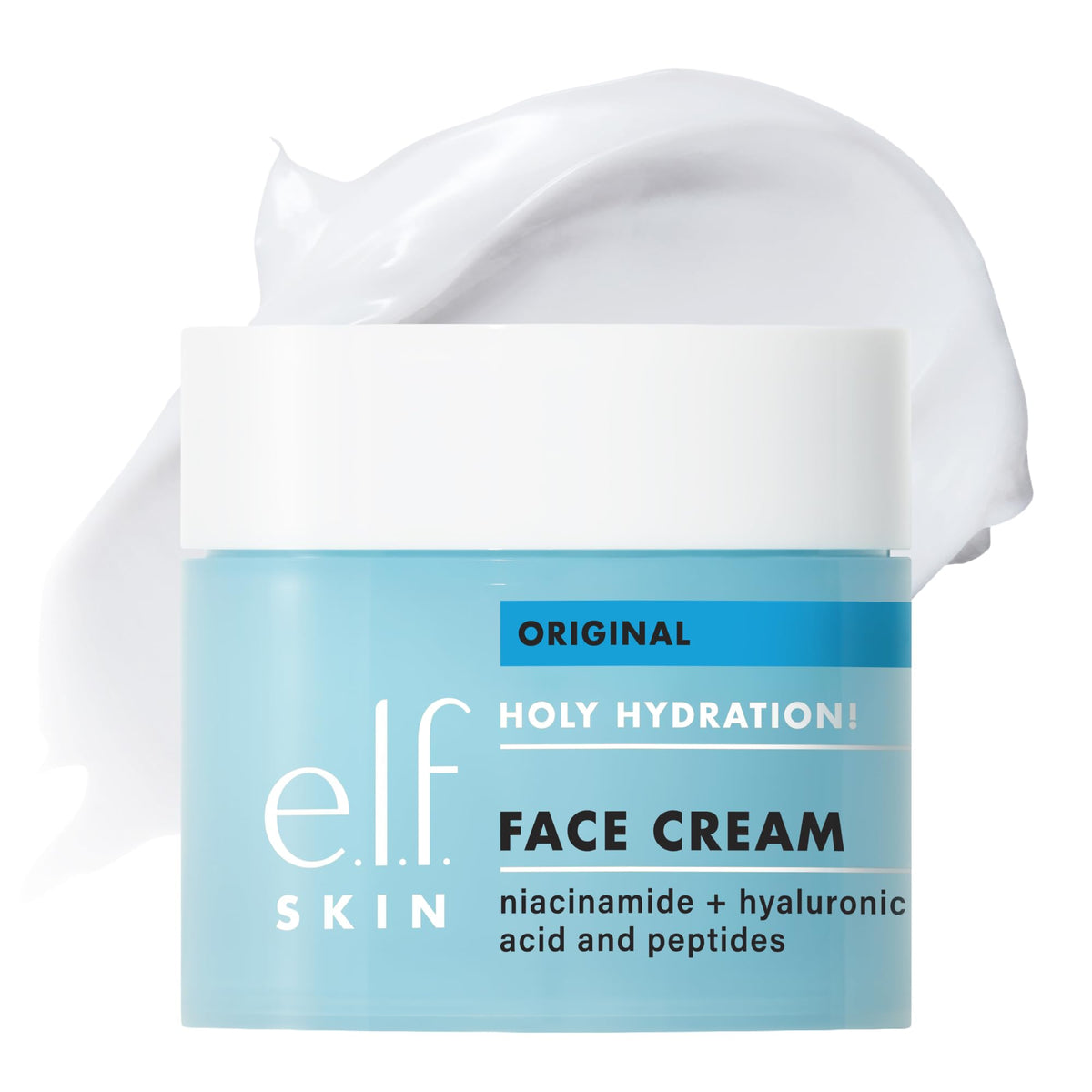 e.l.f. Holy Hydration front packaging shows clean jar and benefits