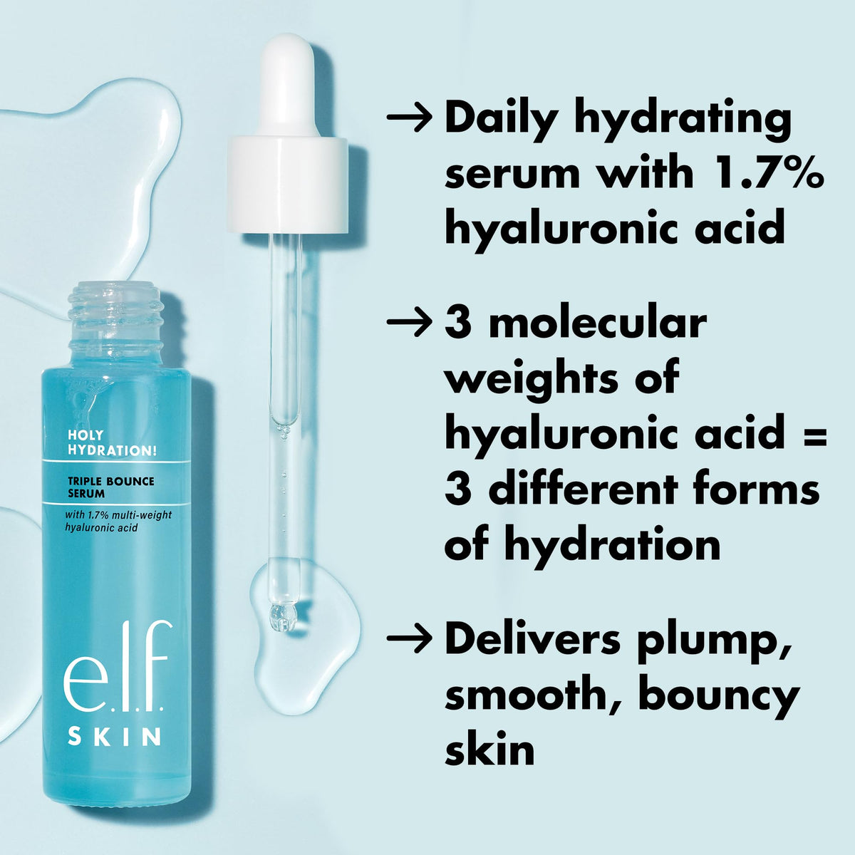 e.l.f. ingredient label highlighting hyaluronic acid and niacinamide