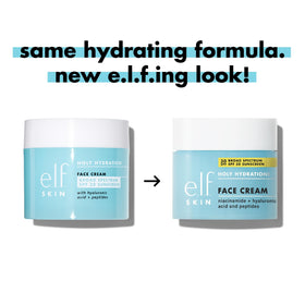 e.l.f. Holy Hydration ingredients label highlighting hyaluronic acid and peptides