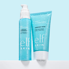 e.l.f. Holy Hydration! open jar in hand showing product amount and easy scoop benefit
