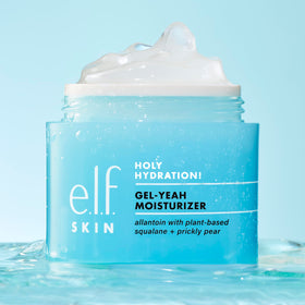 e.l.f. Holy Hydration being dispensed from jar demonstrating smooth application and non-greasy finish