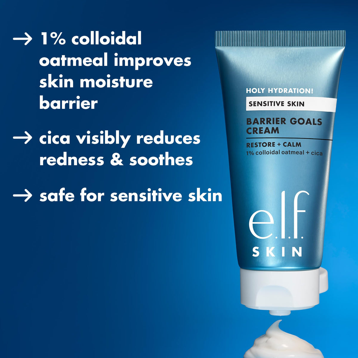 e.l.f. creamy texture swipe close-up showcasing fast-absorbing finish