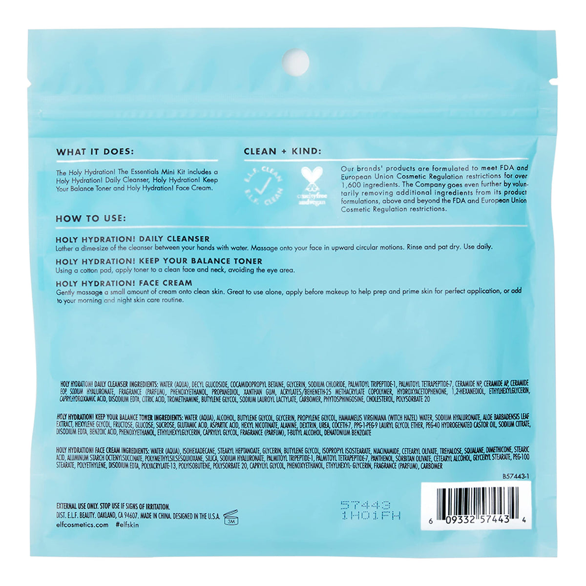e.l.f. three-product kit inside a travel bag demonstrating convenience for travel