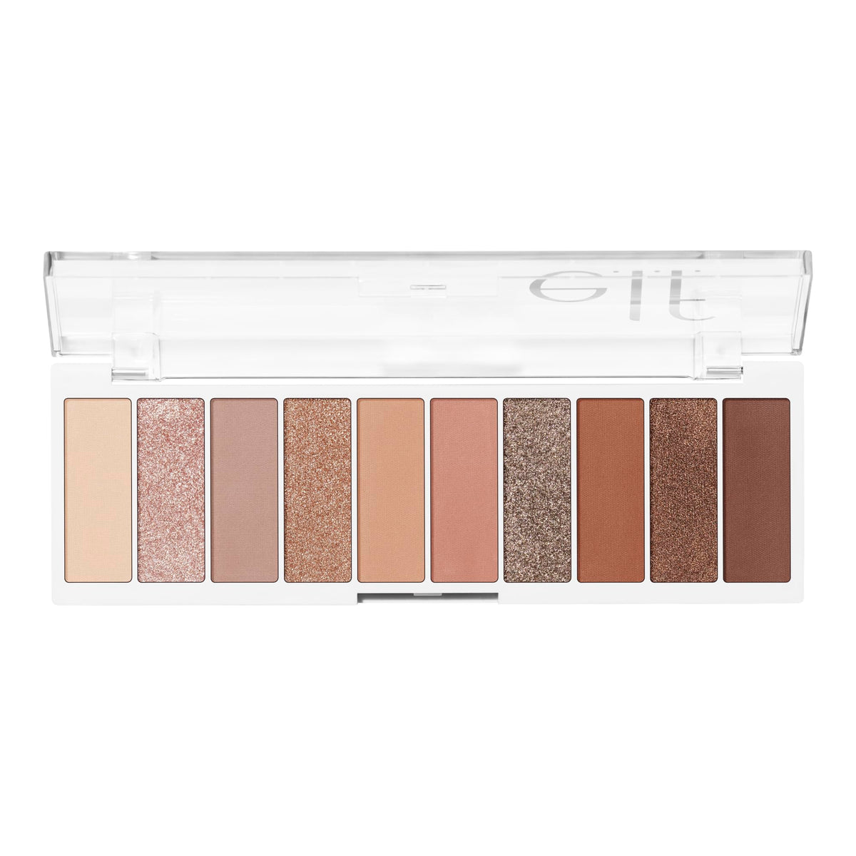 e.l.f. front packaging showing palette compact, highlights portability and style