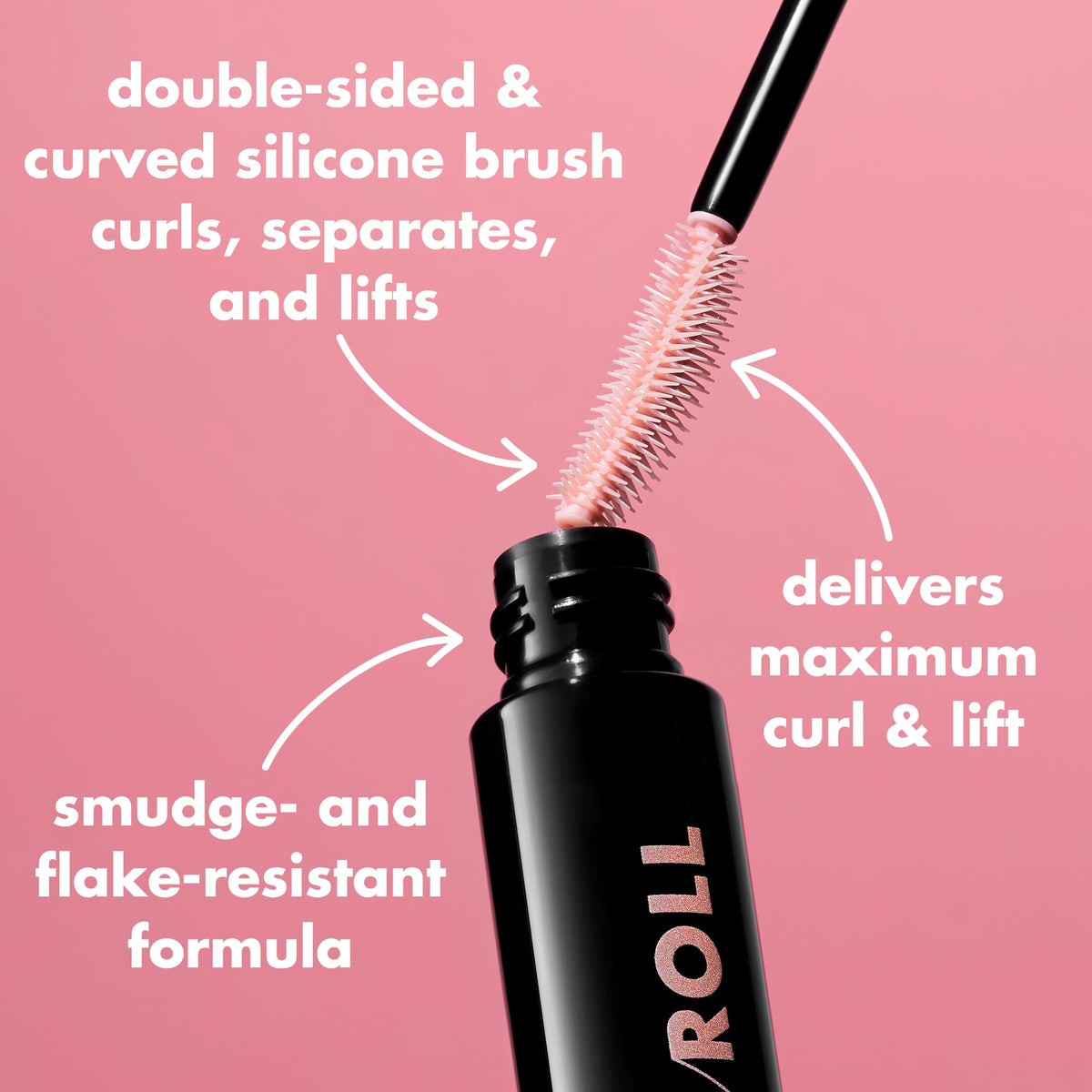 e.l.f. Lash ’N Roll mascara wand detail demonstrating curling lift and separation