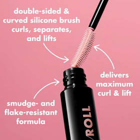 e.l.f. Lash ’N Roll mascara wand detail demonstrating curling lift and separation