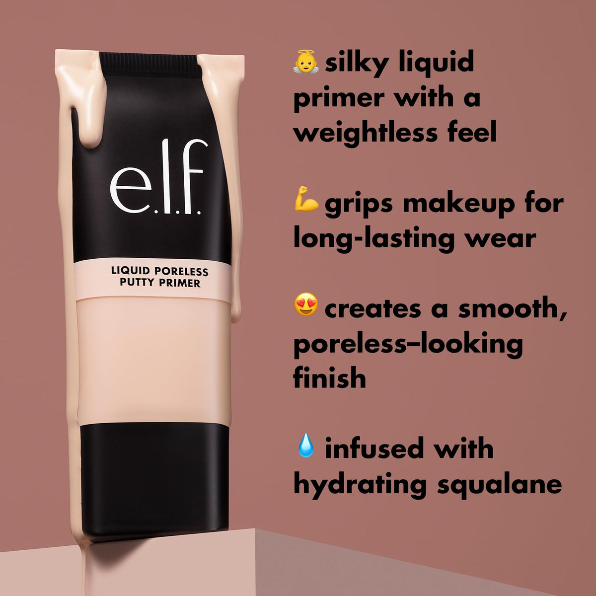 e.l.f. primer being applied to face showing smoothing of pores and makeup base