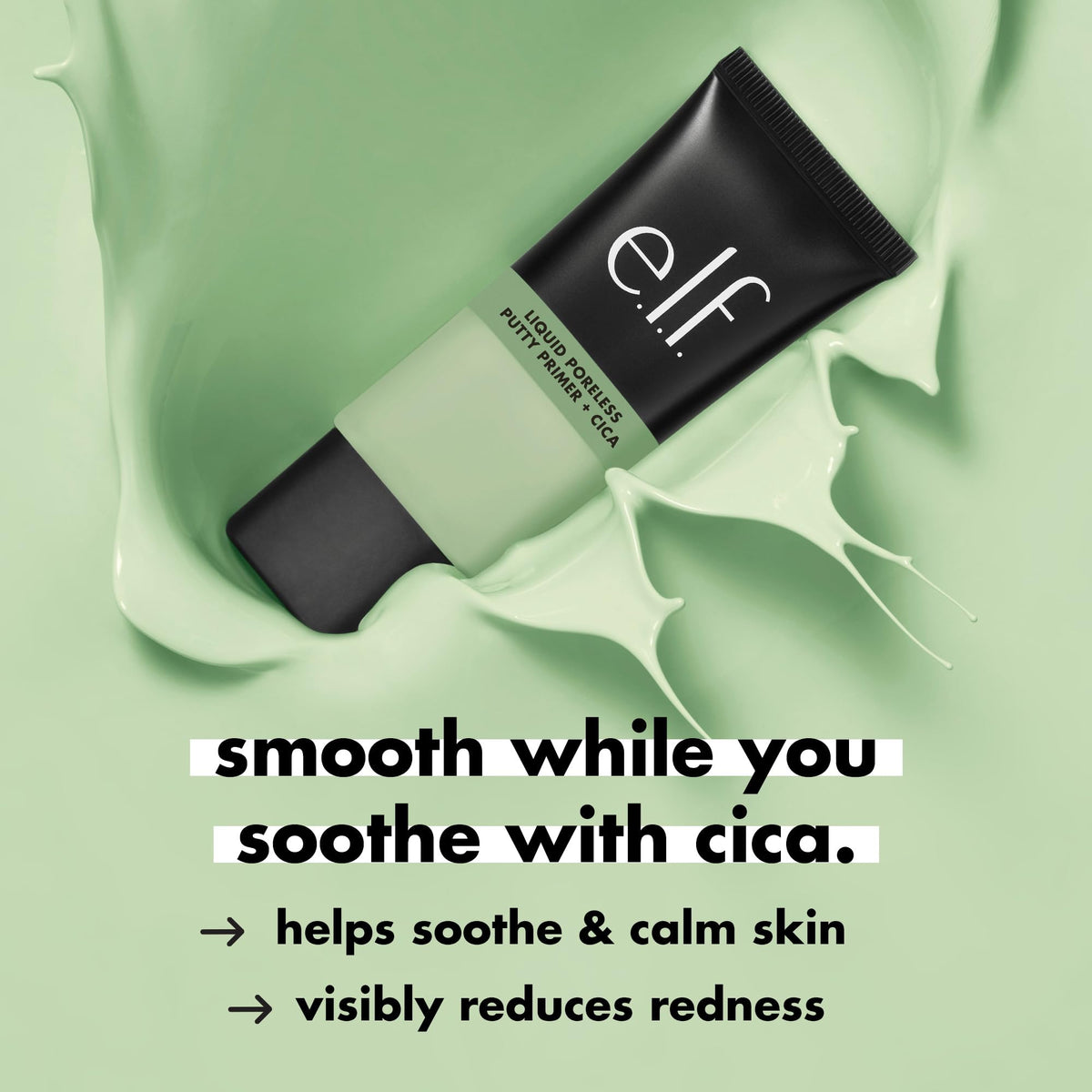 e.l.f. primer before and after on cheek showing reduced redness