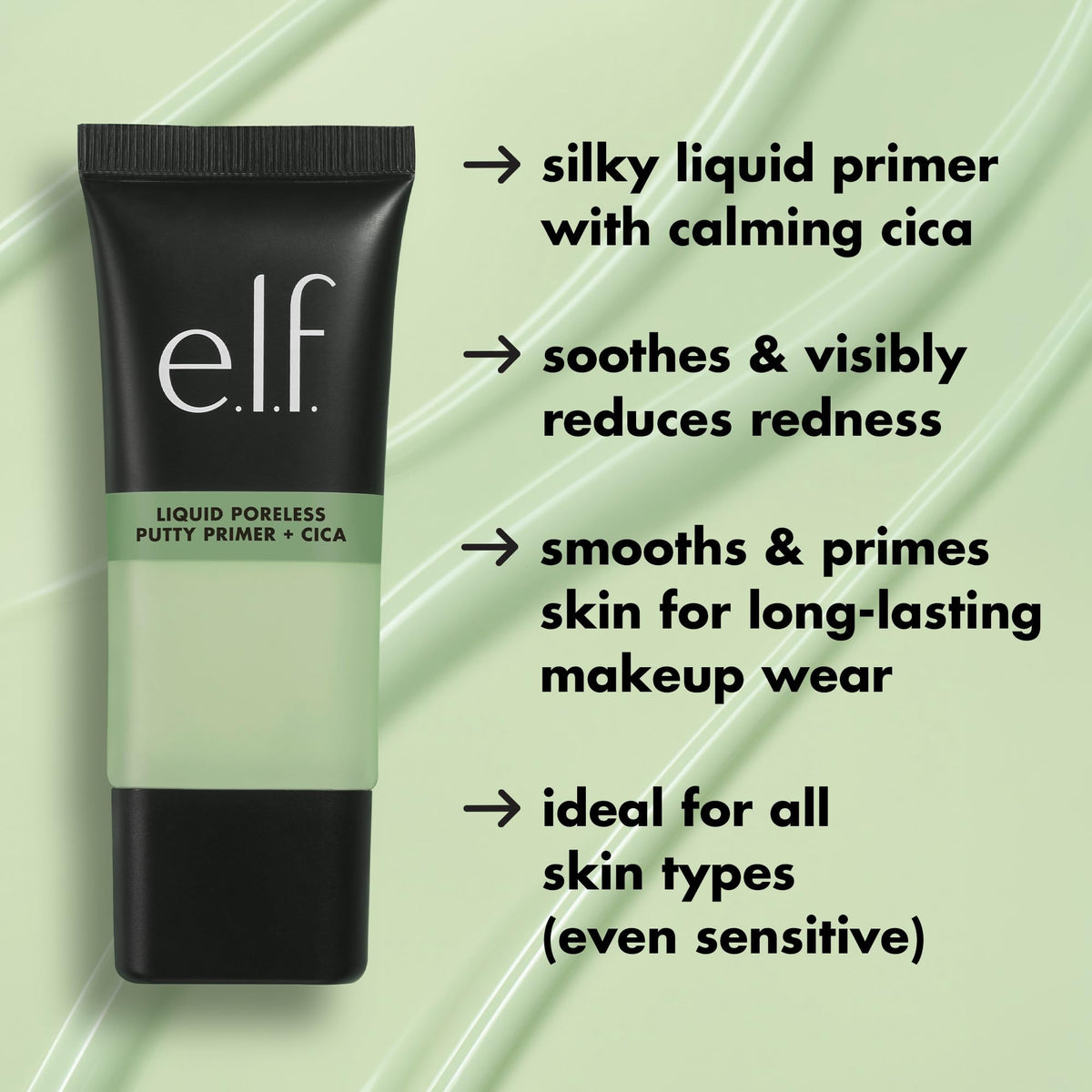 e.l.f. primer dispensed from pump demonstrating easy application