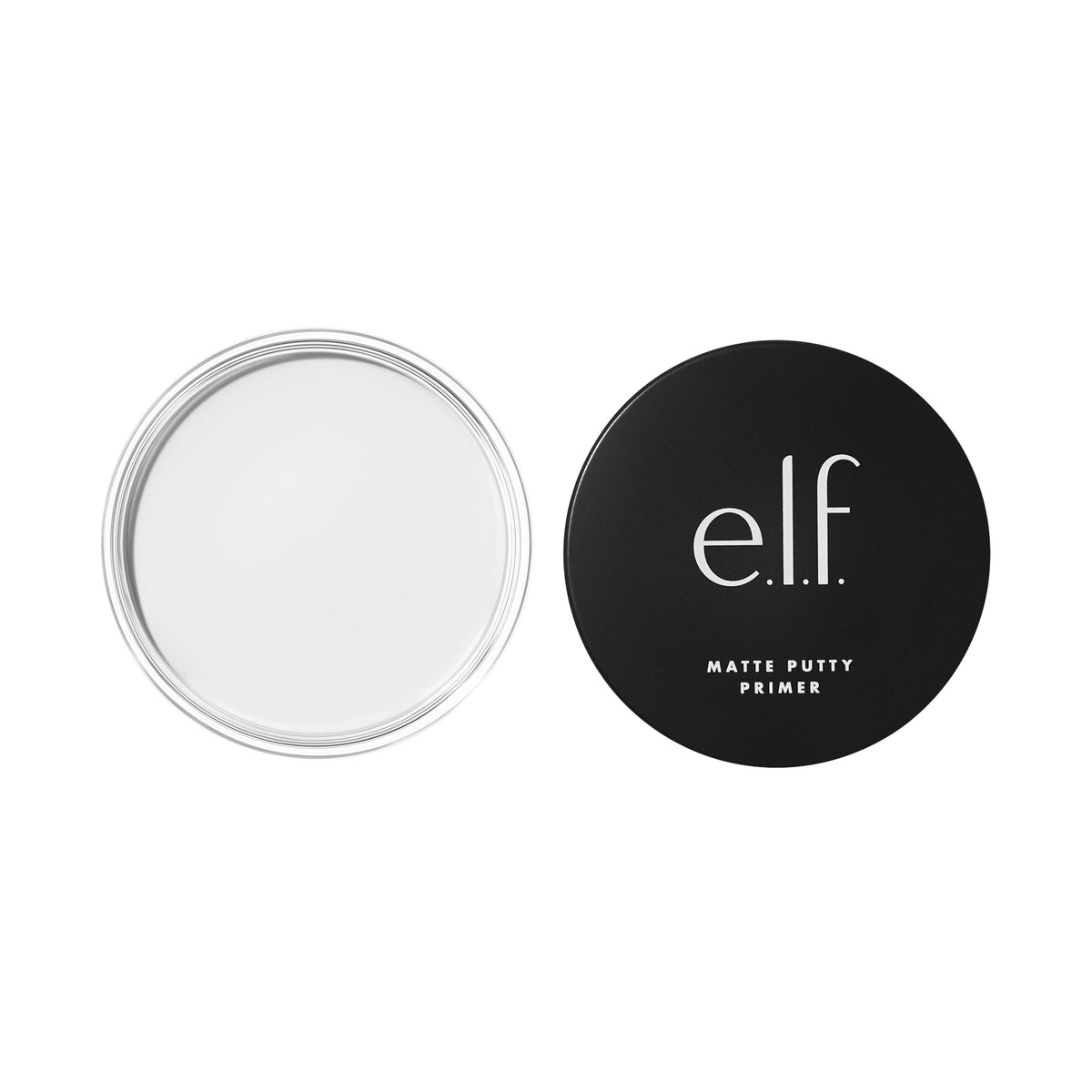 e.l.f. Matte Putty Primer front packaging showing product jar and label benefit matte finish