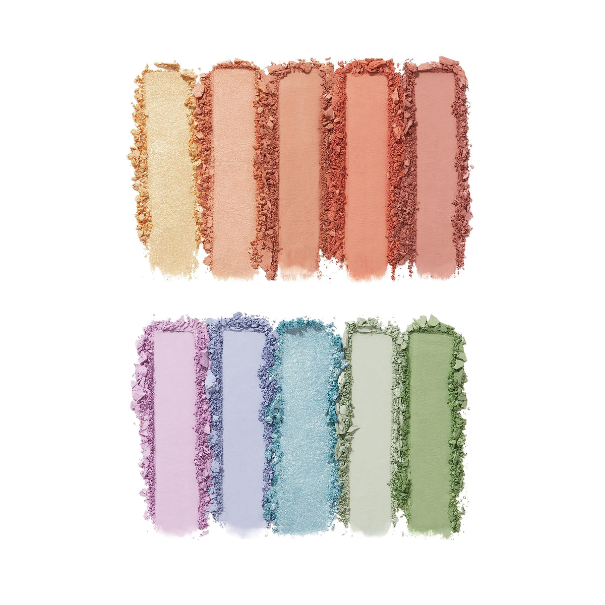 e.l.f. close-up of powder pans revealing creamy, blendable texture and rich pigment