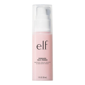 e.l.f. Poreless primer front packaging showing bottle and label benefit