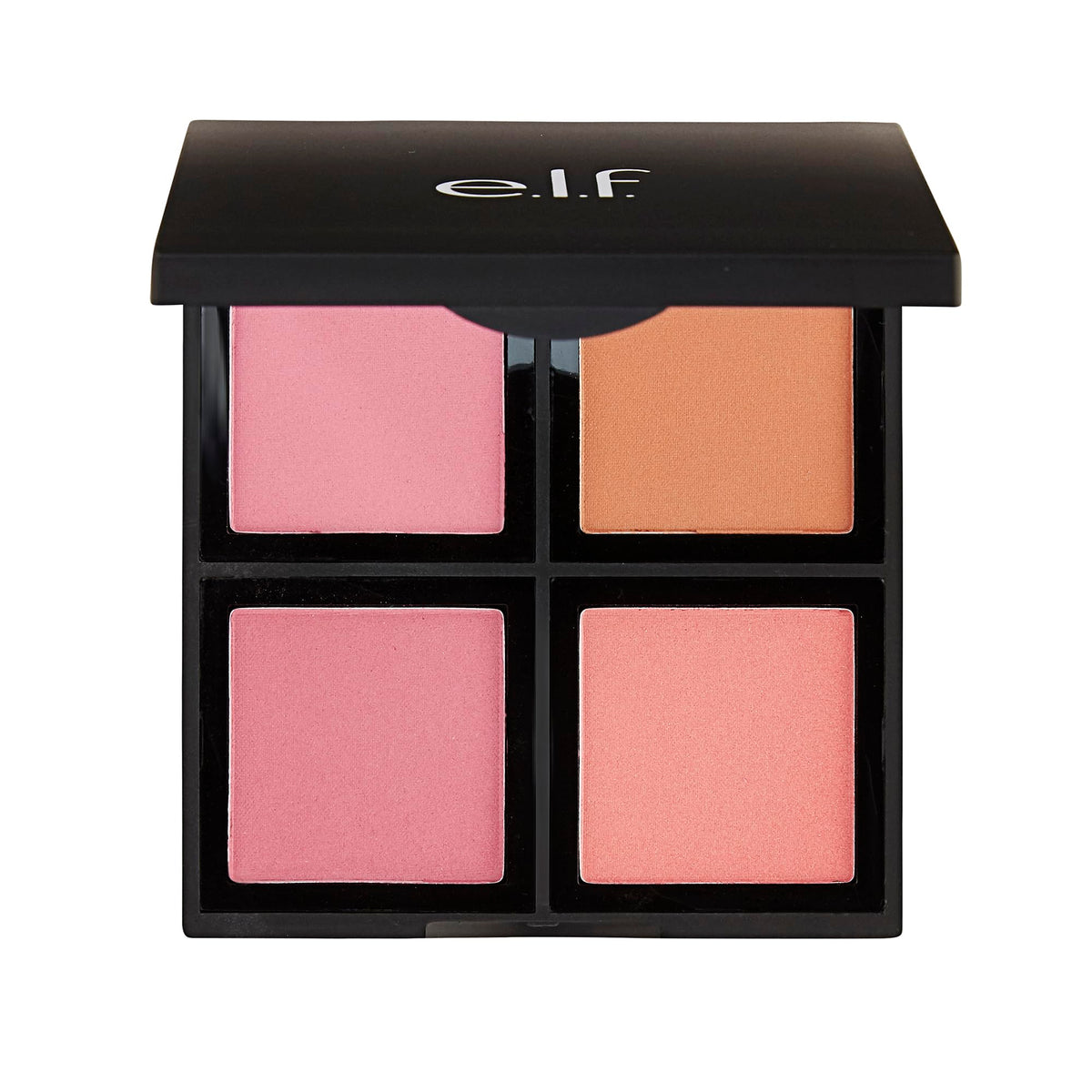 e.l.f. palette front open showing four blush shades and compact convenience